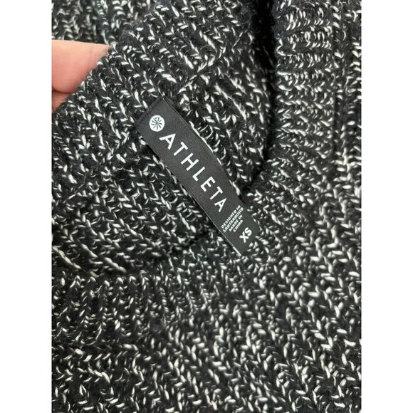 Athleta women's XS black white variegated wool blend stretch sweater top‎ - Picture 7 of 7